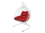 Кресло подвесное M-Group Для двоих (белый ротанг/ красная подушка)