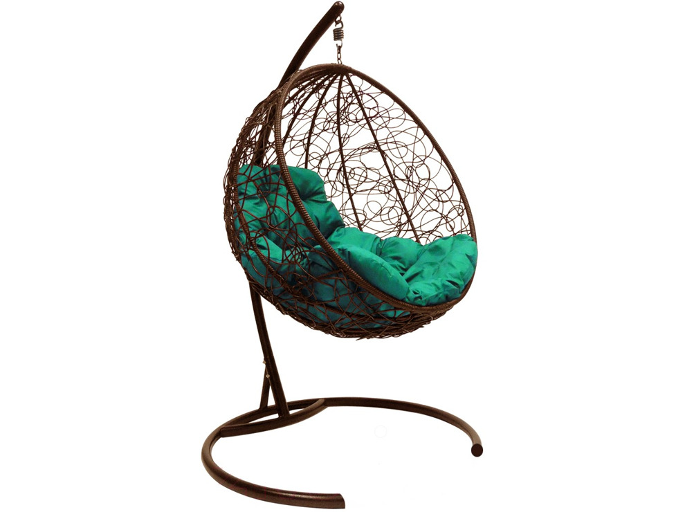 Кресло подвесное M-Group Круг (коричневый ротанг/зеленая подушка)