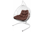 Кресло подвесное M-Group Для двоих (белый ротанг/ коричневая подушка)