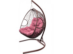 Кресло подвесное M-Group Для двоих (коричневый ротанг/ розовая подушка)