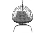 Кресло подвесное M-Group Для двоих (серый ротанг/ серая подушка)