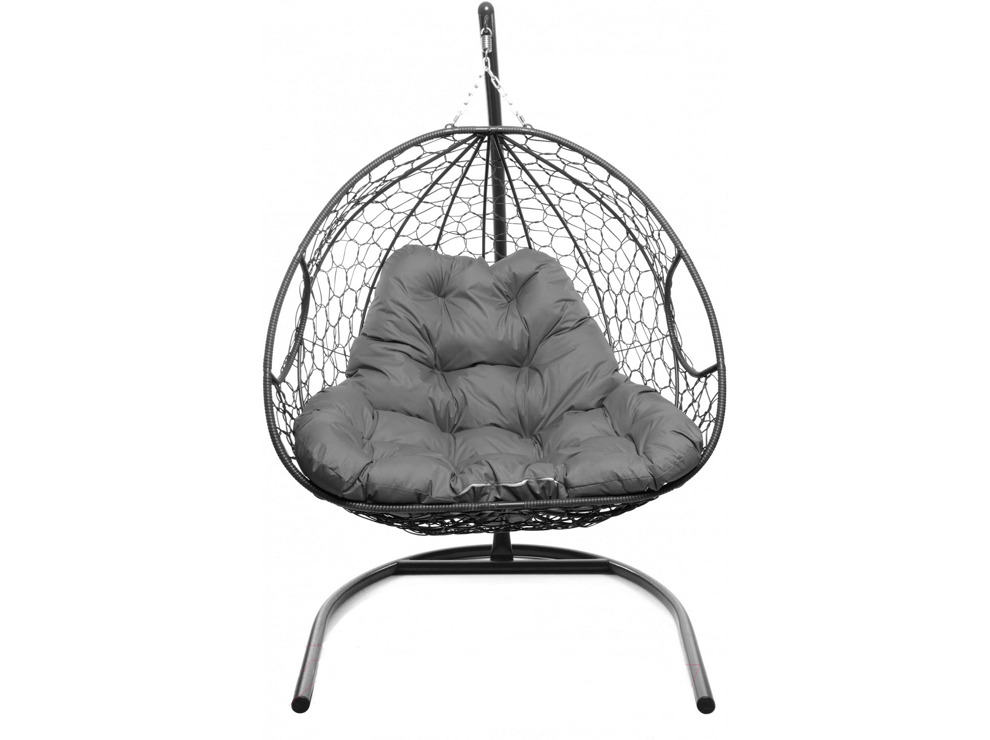 Кресло подвесное M-Group Для двоих (серый ротанг/ серая подушка)