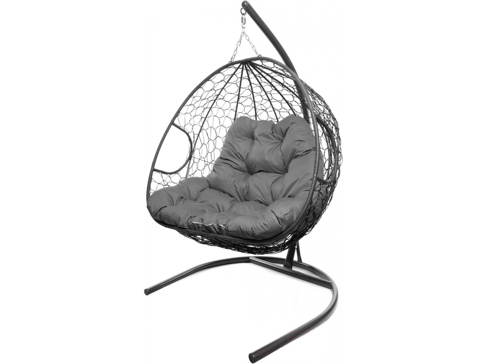 Кресло подвесное M-Group Для двоих (серый ротанг/ серая подушка)