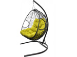 Кресло подвесное M-Group Для двоих (черный ротанг/ желтая подушка)