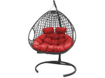 Кресло подвесное M-Group Для двоих Люкс (серый ротанг/ красная подушка)
