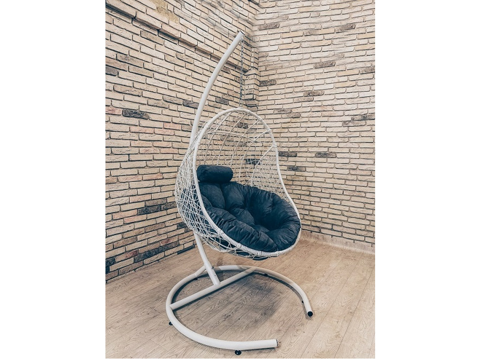 Подвесное кресло Craftmebelby Кокон балконное с подушкой (белый/серый)