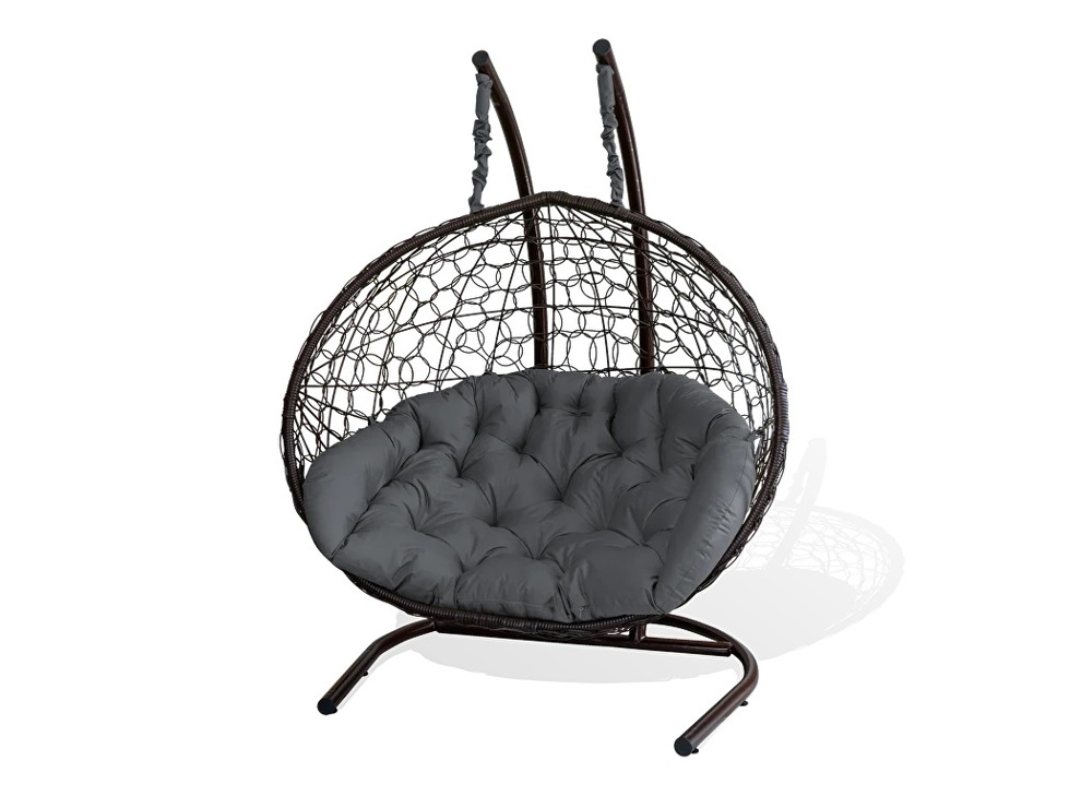 Двухместное подвесное кресло Риторика Магна (коричневое с серой подушкой)