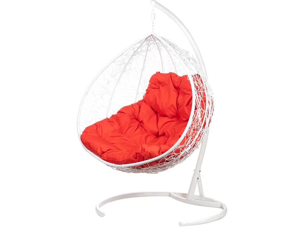 Кресло подвесное BiGarden Gemini White (двойной, красная подушка)