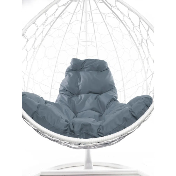 Кресло подвесное M-Group Капля (белый ротанг/серая подушка)