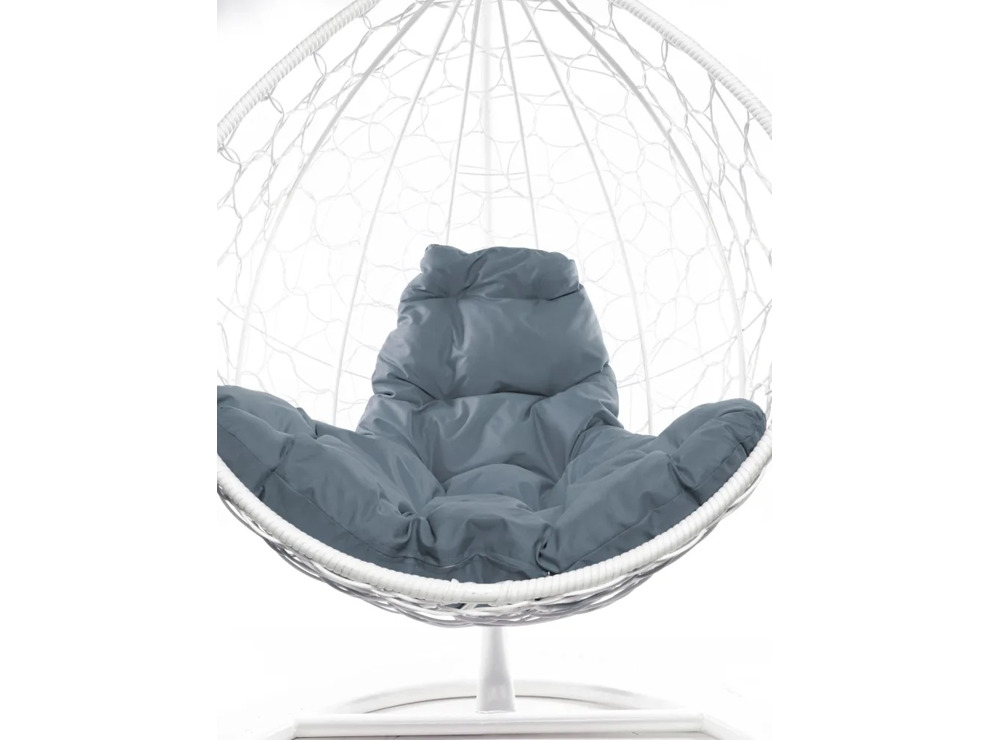Кресло подвесное M-Group Капля (белый ротанг/серая подушка)