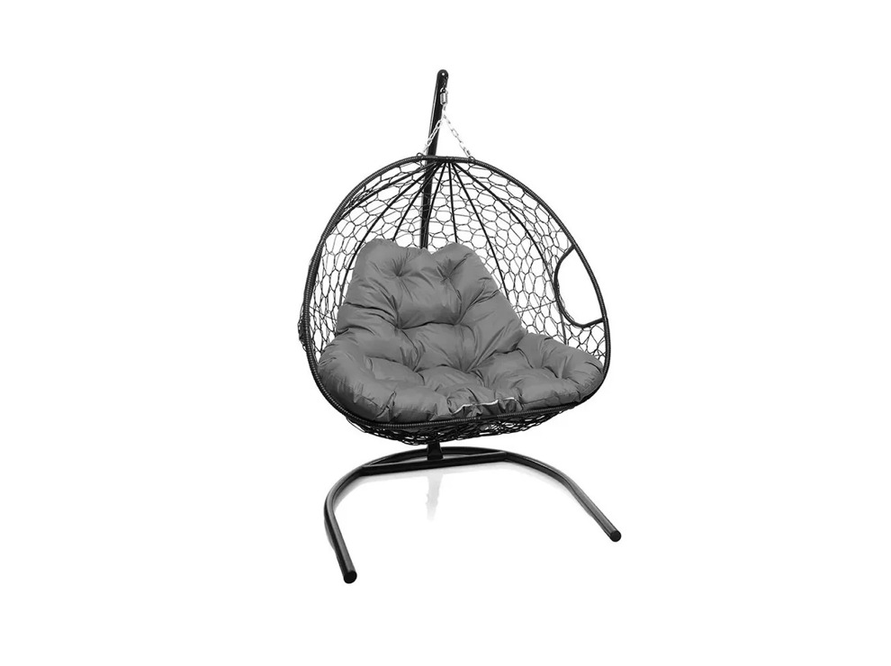 Кресло подвесное M-Group Для двоих (черный ротанг/серая подушка)