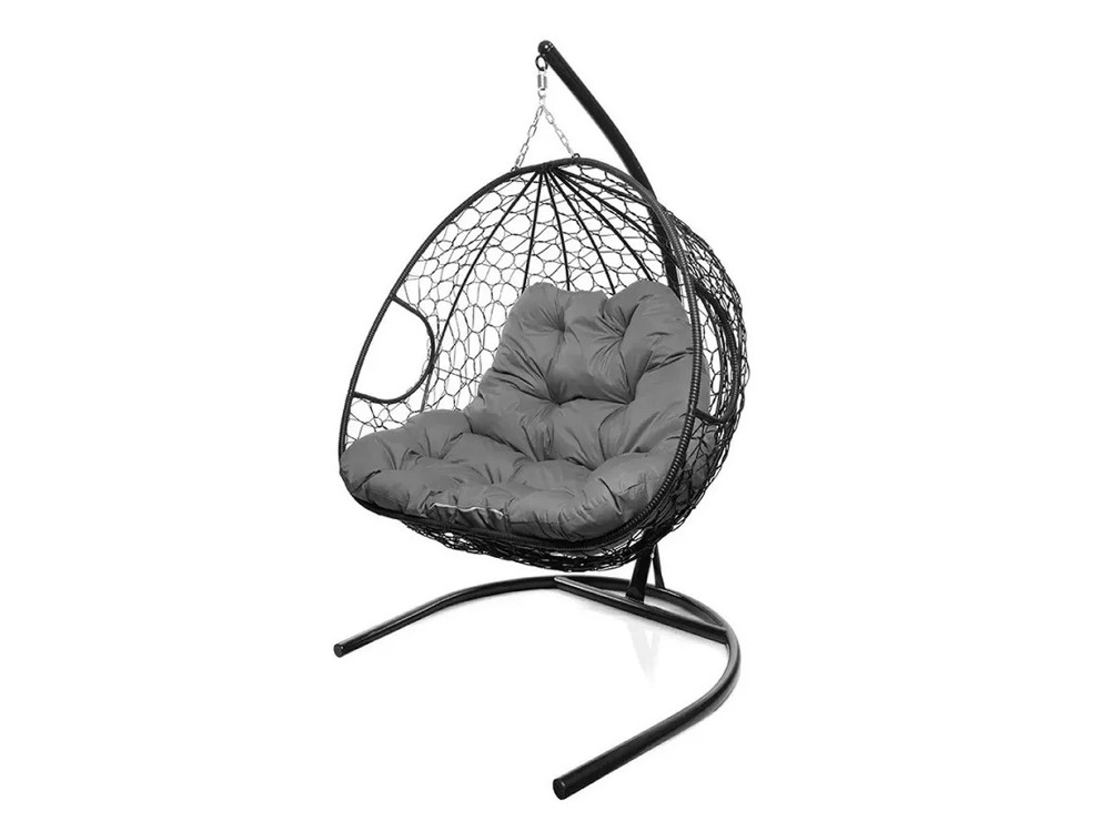 Кресло подвесное M-Group Для двоих (черный ротанг/серая подушка)