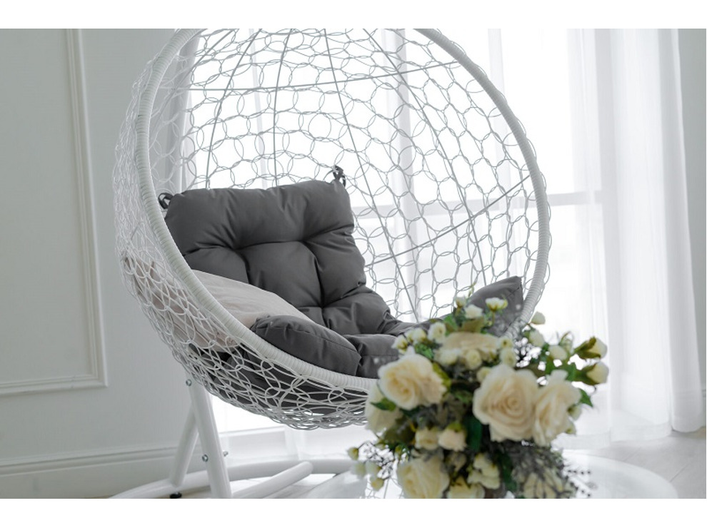 Кресло подвесное Риторика без стойки (белый с темно-серой подушкой)