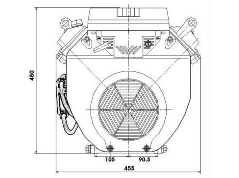 Двигатель бензиновый Lifan LF2V78F-2А PRO (вал 25мм под шпонку) 27 л.с 20А