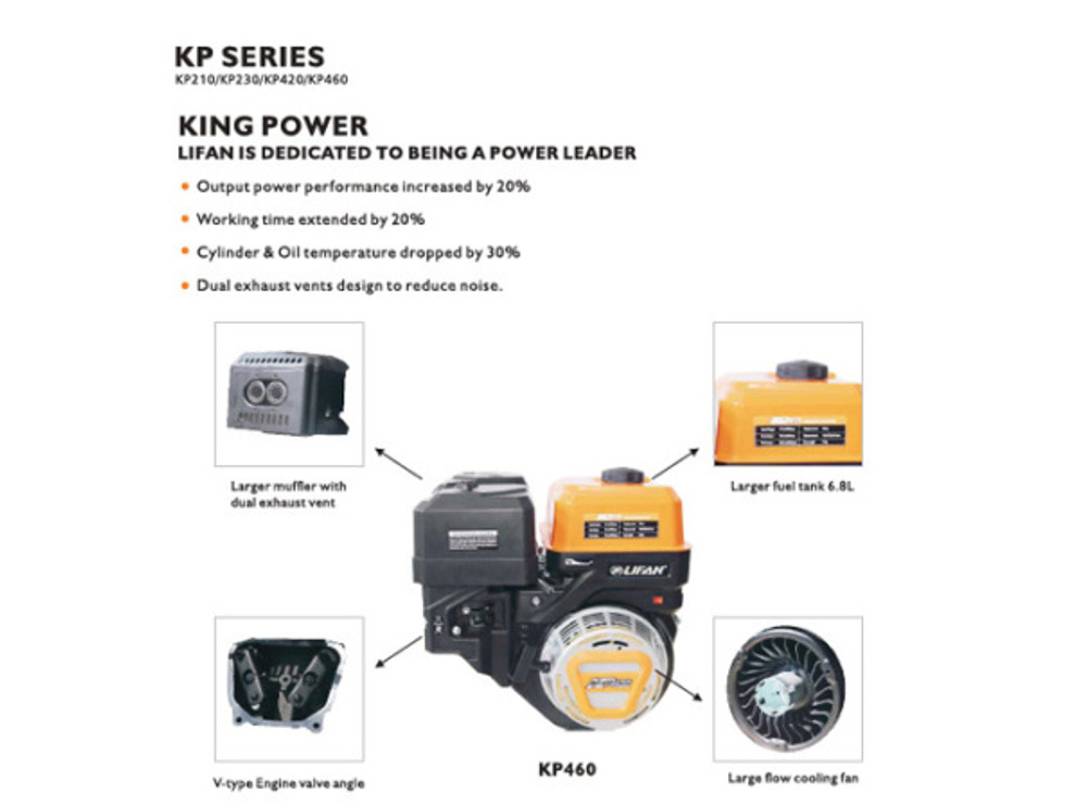 Двигатель бензиновый Lifan KP460E (вал 25мм под шпонку) 20 л.с