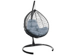 Кресло подвесное M-Group Капля (черный ротанг/ серая подушка)