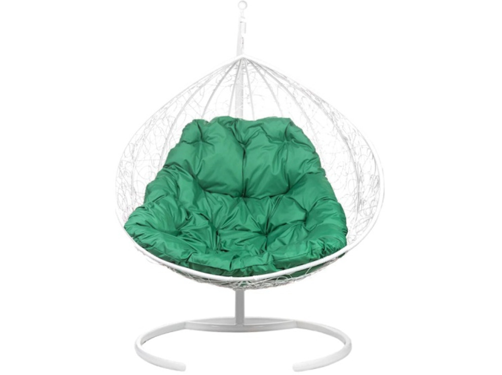 Кресло подвесное BiGarden Gemini White (двойной, зеленая подушка)