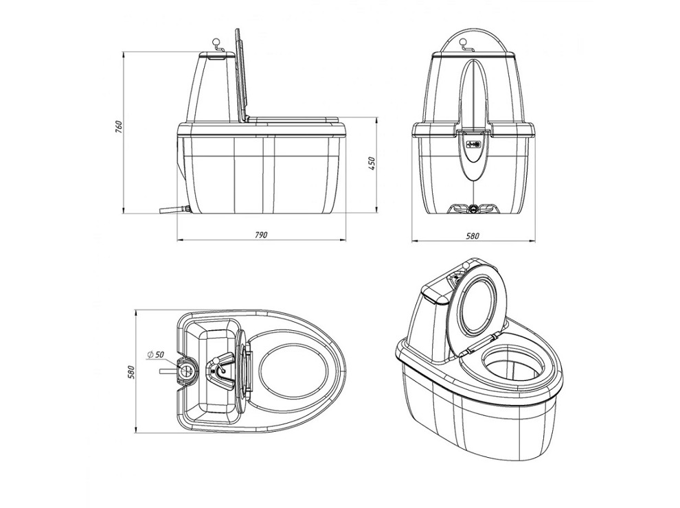 Торфяной туалет Rostok Comfort (Росток Комфорт) серый