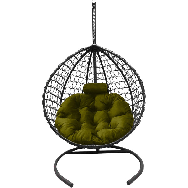 Подвесное кресло Кокон Капля Премиум (серый/зелёный)