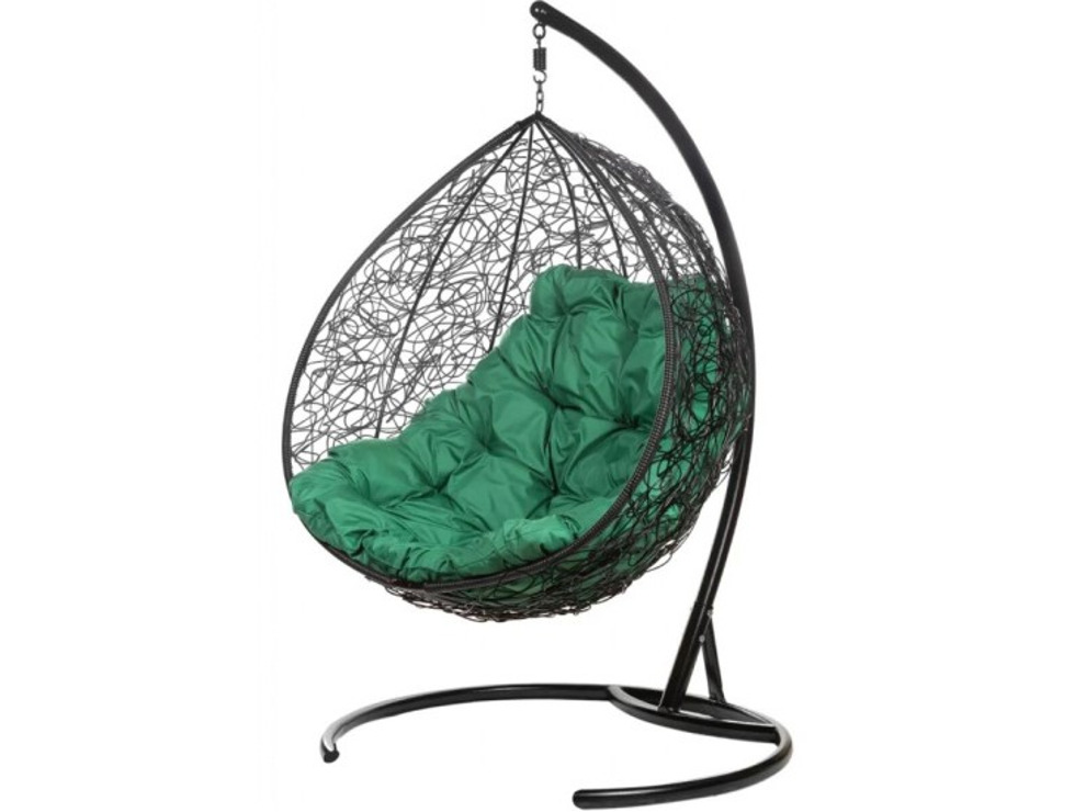 Кресло подвесное BiGarden Gemini Black (двойной, зеленая подушка)