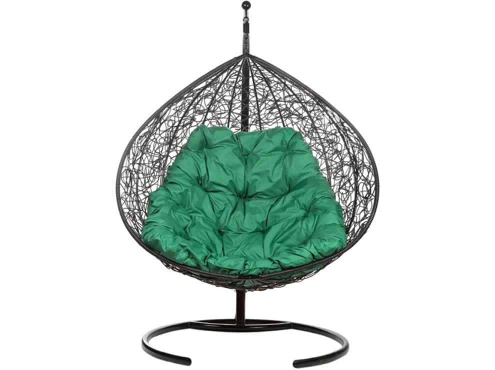 Кресло подвесное BiGarden Gemini Black (двойной, зеленая подушка)