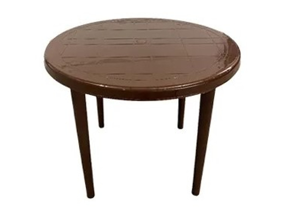 Пластиковый стол круглый (коричневый)