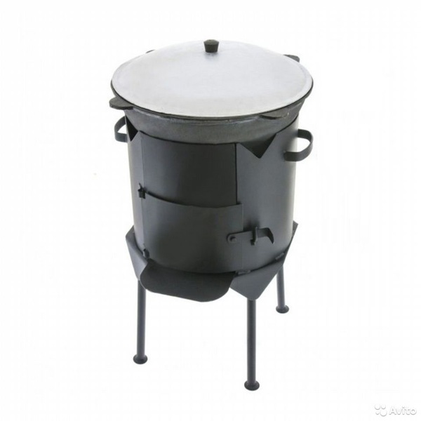 Печь усиленная с дверцей + узбекский казан (на 12 л) комплект