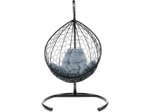 Кресло подвесное M-Group Капля (черный ротанг/ серая подушка)