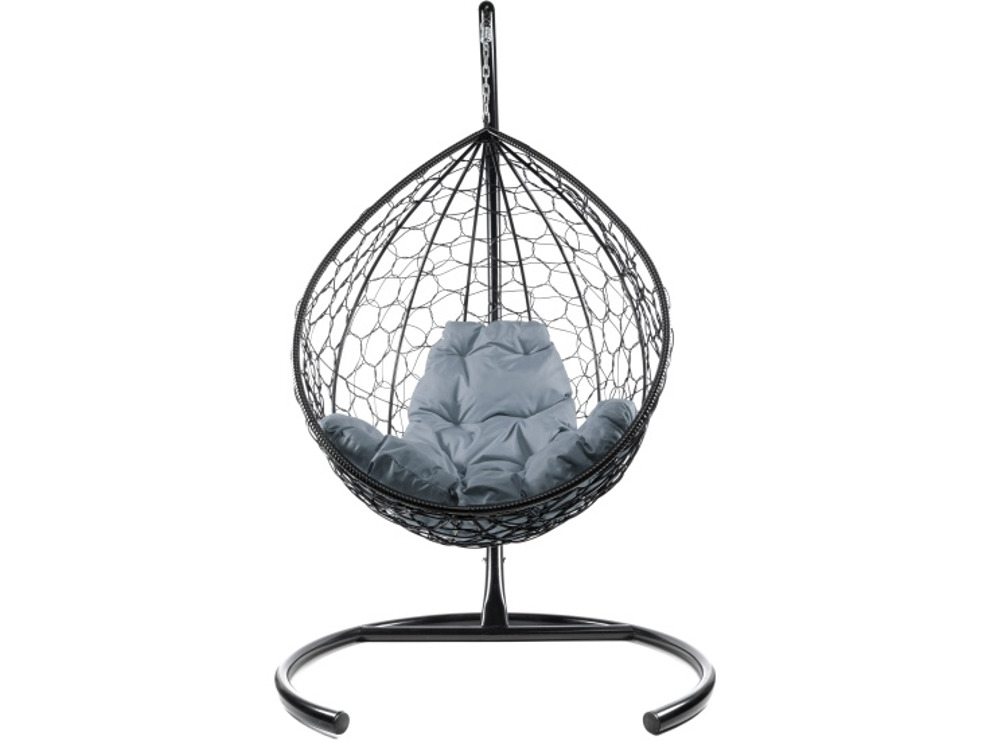 Кресло подвесное M-Group Капля (черный ротанг/ серая подушка)