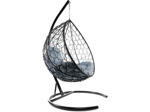 Кресло подвесное M-Group Капля (черный ротанг/ серая подушка)