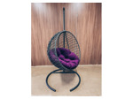 Подвесное кресло Кокон Круглое Премиум (чёрный/фиолетовый)