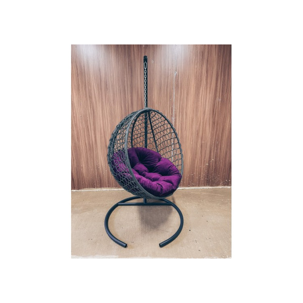 Подвесное кресло Кокон Круглое Премиум (чёрный/фиолетовый)