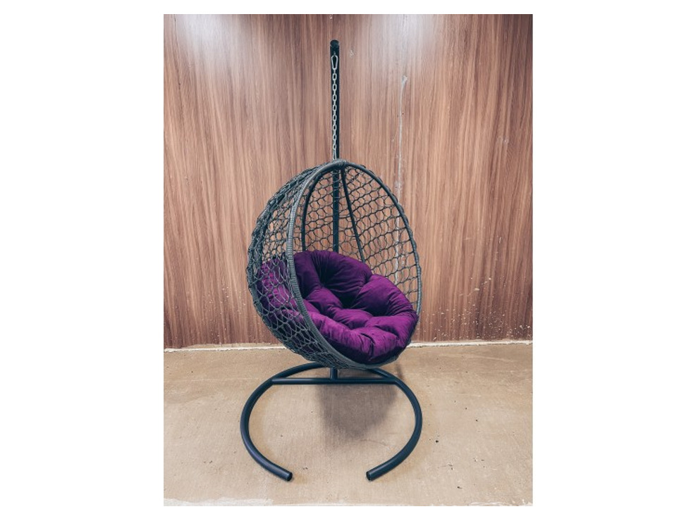 Подвесное кресло Кокон Круглое Премиум (чёрный/фиолетовый)