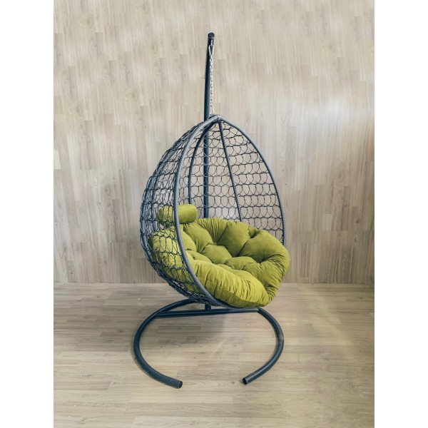 Подвесное кресло Кокон Капля Премиум (серый/зелёный)