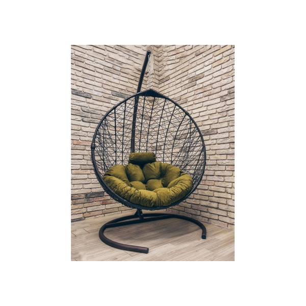 Подвесное кресло Кокон Капля Стандарт (чёрный/зеленый)