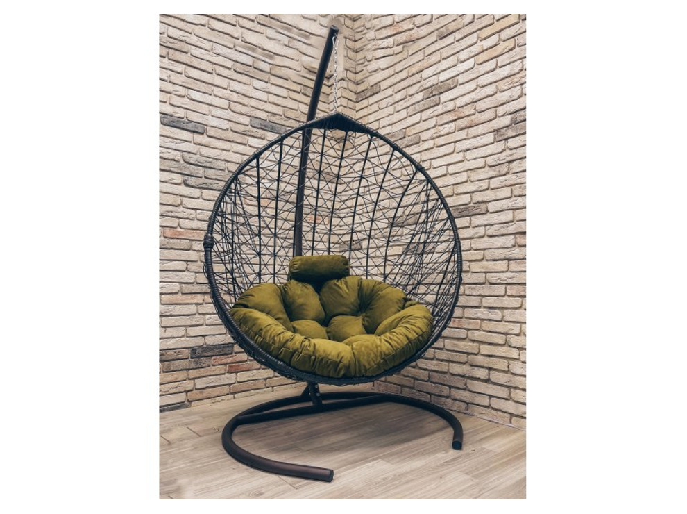 Подвесное кресло Кокон Капля Стандарт (чёрный/зеленый)