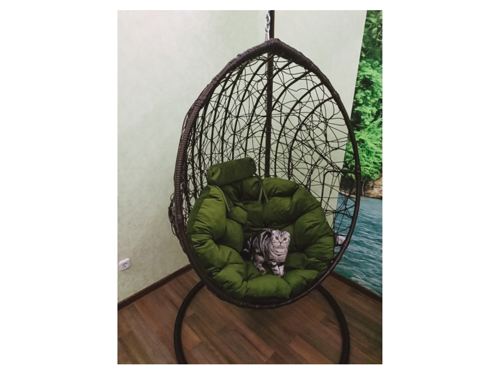 Подвесное кресло Кокон Капля Стандарт (чёрный/зеленый)