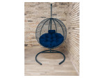 Подвесное кресло Кокон Круглое Премиум (чёрный/синий)