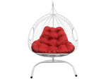 Кресло подвесное M-Group Для двоих (белый ротанг/ красная подушка)