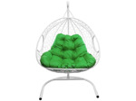 Кресло подвесное M-Group Для двоих (белый ротанг/зеленая подушка)