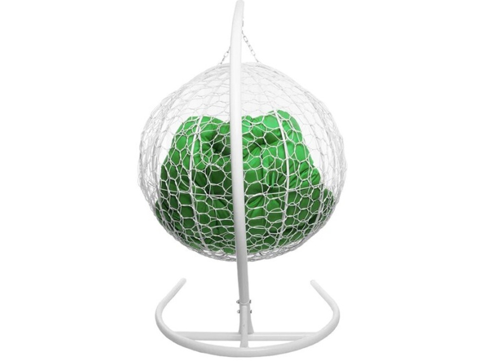 Кресло подвесное M-Group Для двоих (белый ротанг/зеленая подушка)