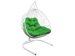 Кресло подвесное M-Group Для двоих (белый ротанг/зеленая подушка)
