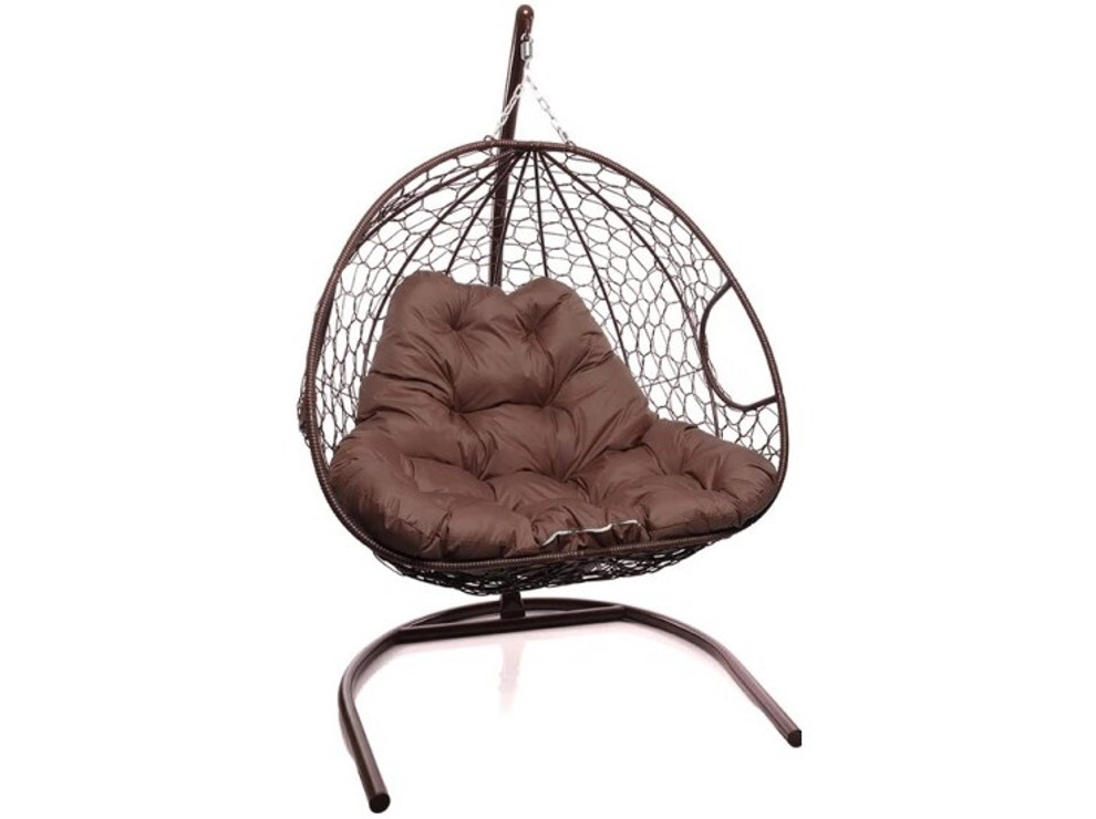 Кресло подвесное M-Group Для двоих (коричневый ротанг/коричневая подушка)