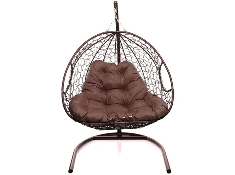 Кресло подвесное M-Group Для двоих (коричневый ротанг/коричневая подушка)