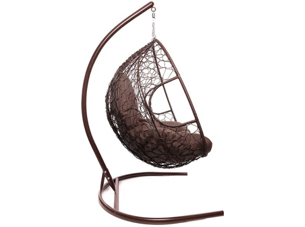 Кресло подвесное M-Group Для двоих (коричневый ротанг/коричневая подушка)