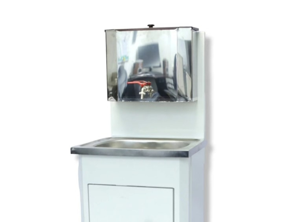 Умывальник Дачный Петромаш, белый (мойка и бак из нержавеющей стали) 15л с подогревом