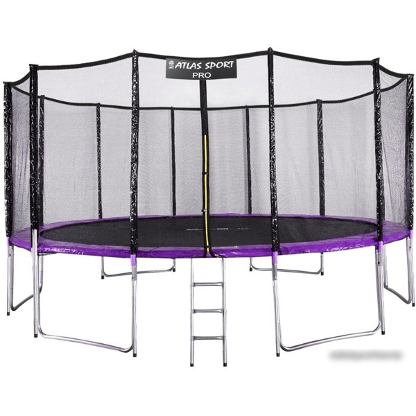 Батут Atlas Sport 490 см - 16ft Pro (с лестницей, внешняя сетка, сливовый)