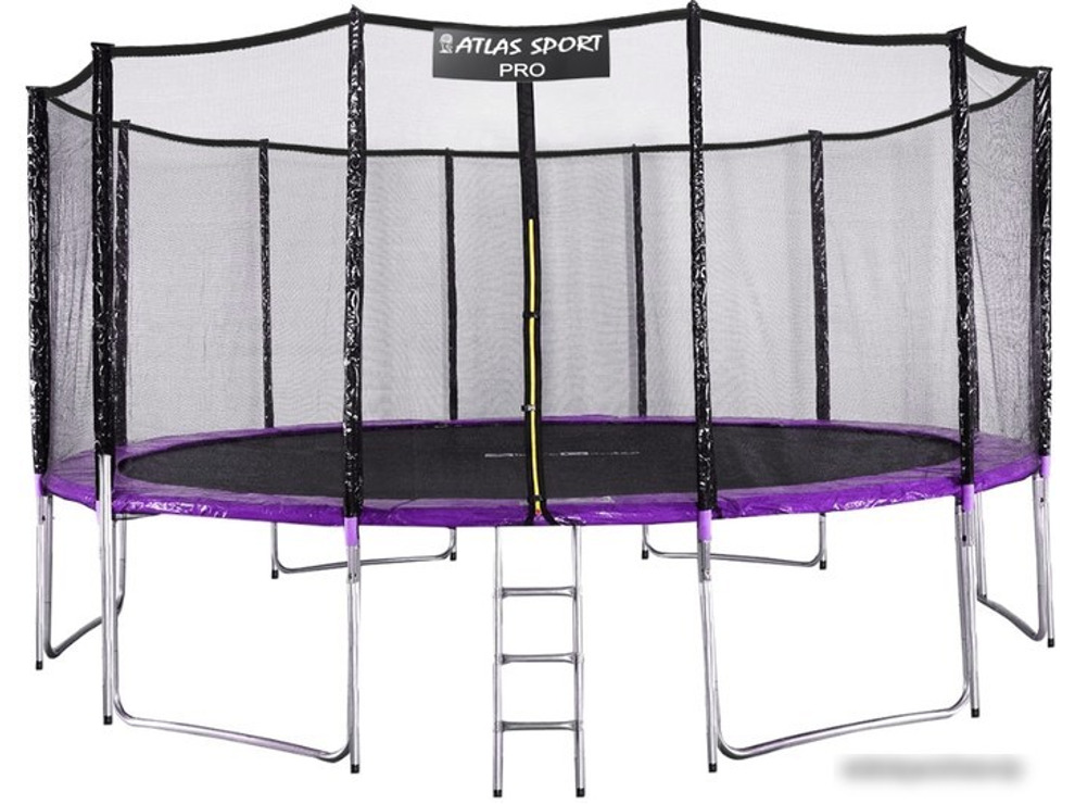 Батут Atlas Sport 490 см - 16ft Pro (с лестницей, внешняя сетка, сливовый)