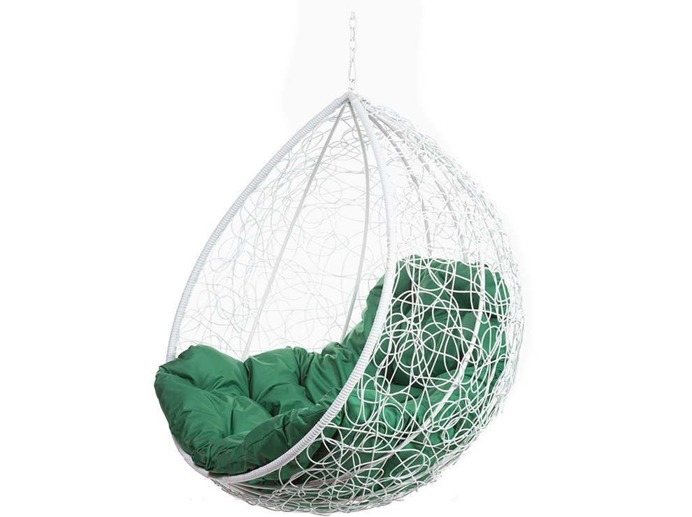 Кресло подвесное BiGarden Tropica White BS (без стойки,зеленая подушка)