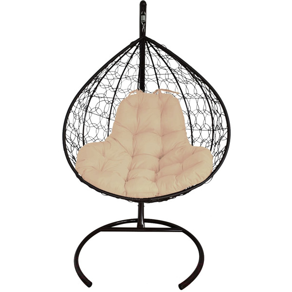 Кресло подвесное M-Group XL (черный ротанг/ бежевая подушка)